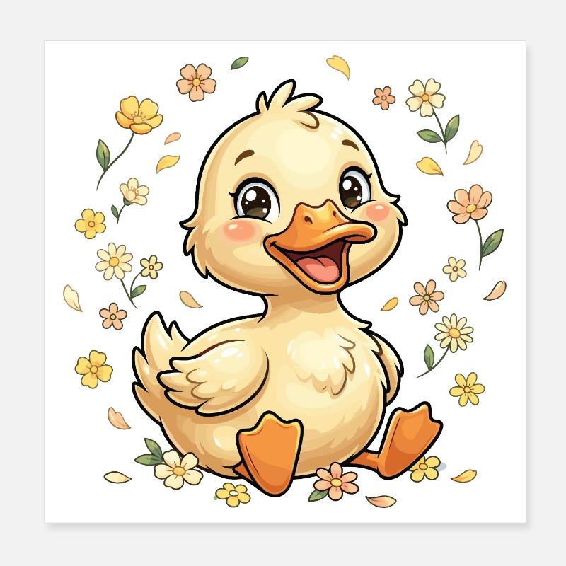 Portrait du poussin fleur Poster 20 x 20 cm