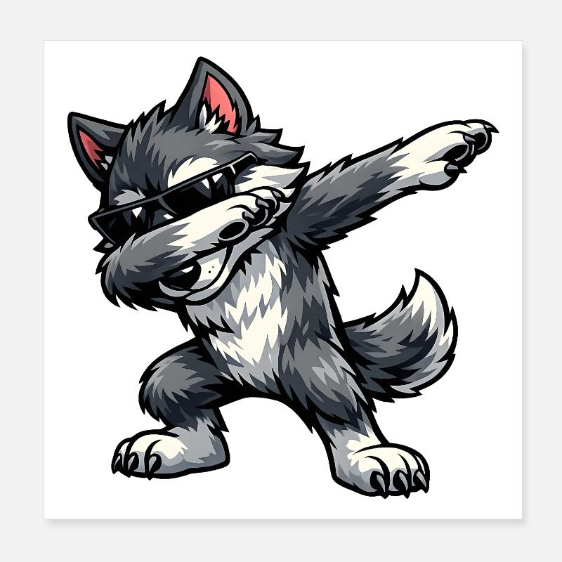 Dabbing Wolf Poster 20x20 cm