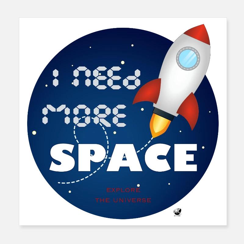 Space rocket in a blue circle illustration Poster 8" x 8" (20x20 cm)
