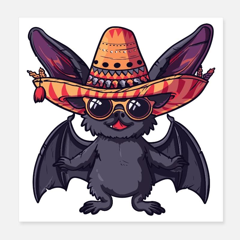Fledermaus Lustig Sombrero Poster 20x20 cm