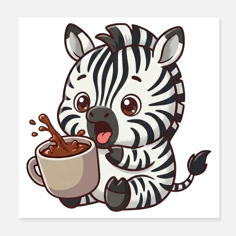 Funny Zebra Coffee Coffee Lover Poster 8" x 8" (20x20 cm)