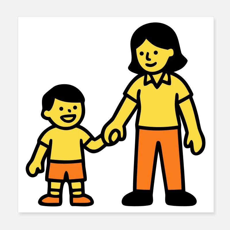 Erzieherin Kind Hand Logo Poster 20x20 cm