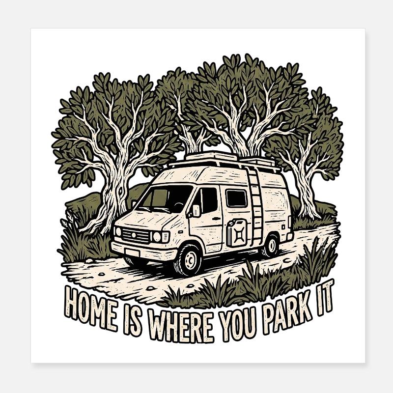 Camper dans la nature Poster 20 x 20 cm