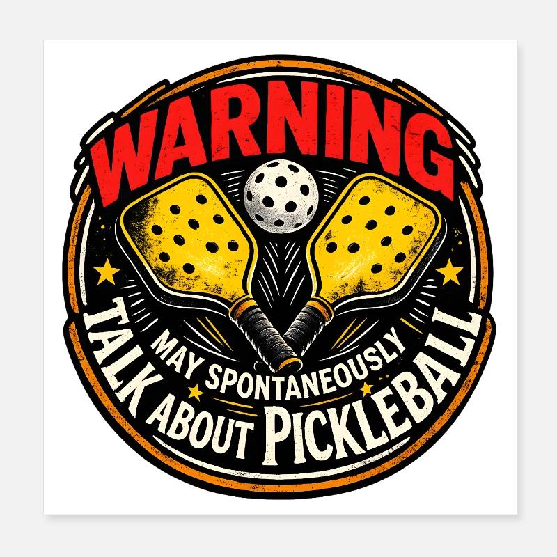 Avertissement : Badge de pickleball Poster 20 x 20 cm