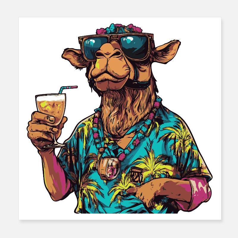 Kamel Comic Sommer Poster 20x20 cm