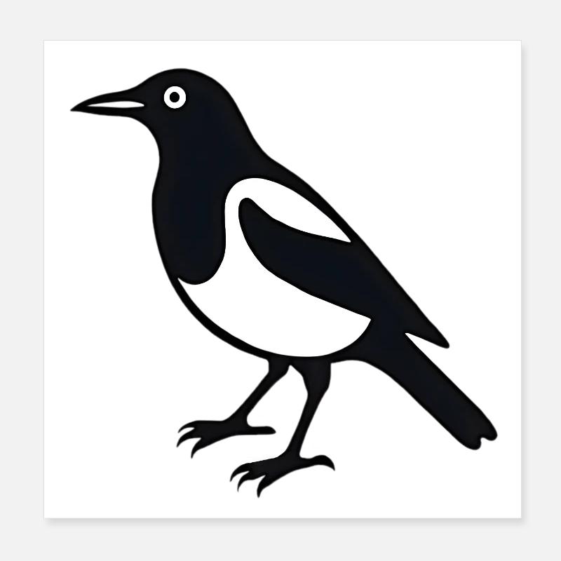 Magpie Bird Poster 8" x 8" (20x20 cm)