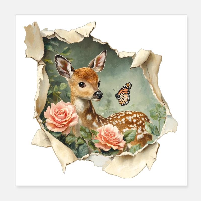 Faon de cerf Poster 20 x 20 cm