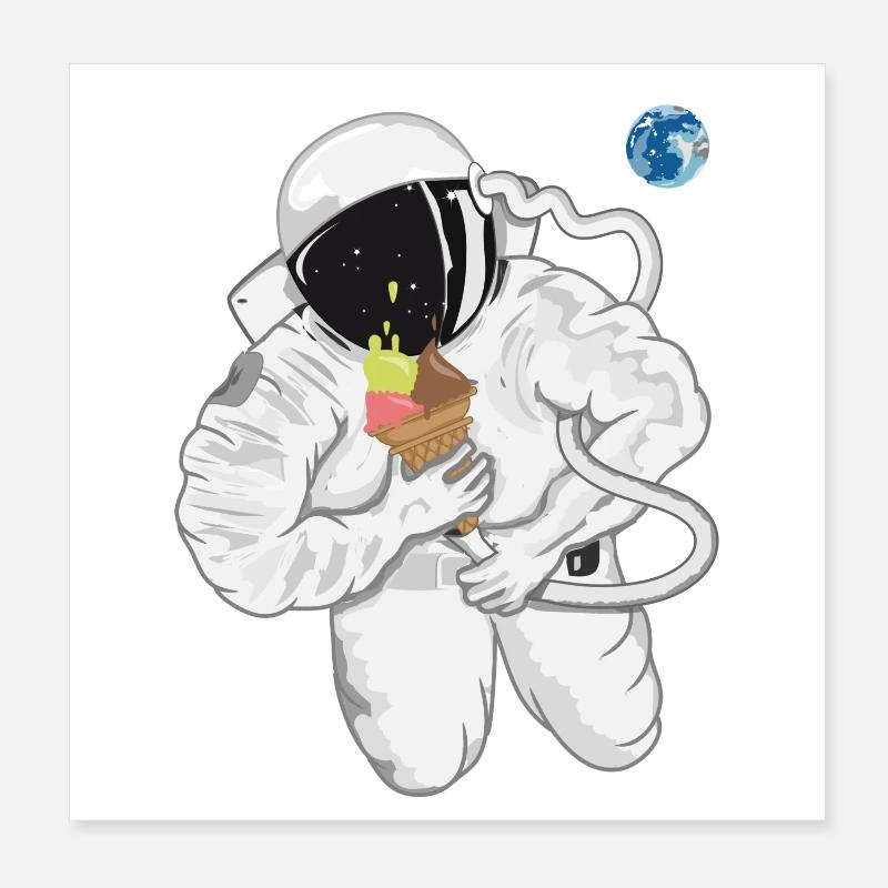 Un astronaute avec un cornet de crème glacée Poster 20 x 20 cm
