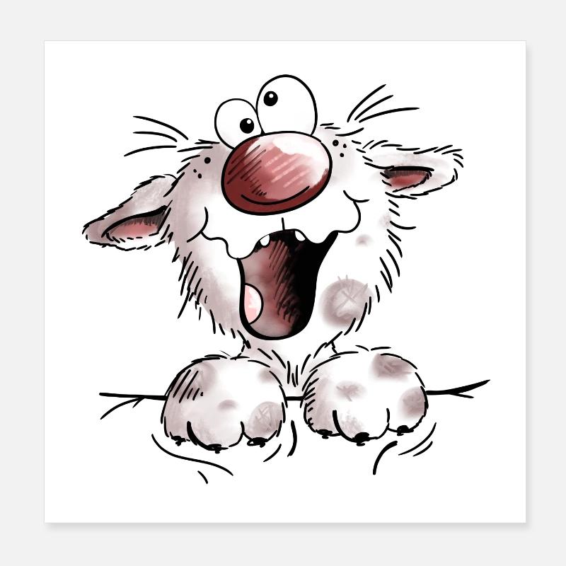 chat pelucheux drôle - chats - Chat - chaton Poster 20 x 20 cm