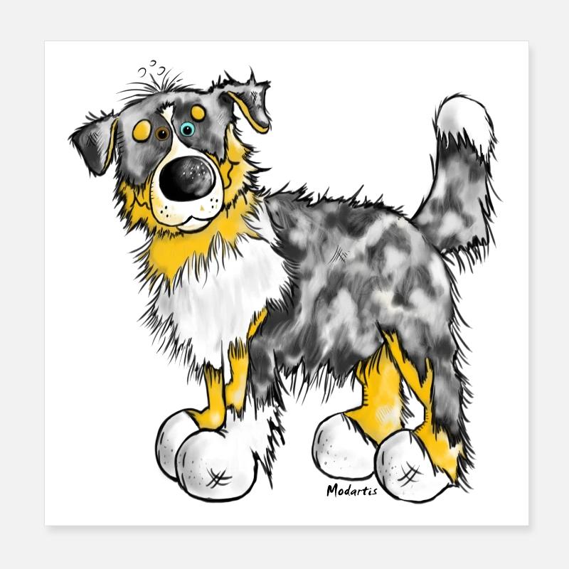 Aussie - Australian Shepherd - Hund - Dog Poster 20x20 cm