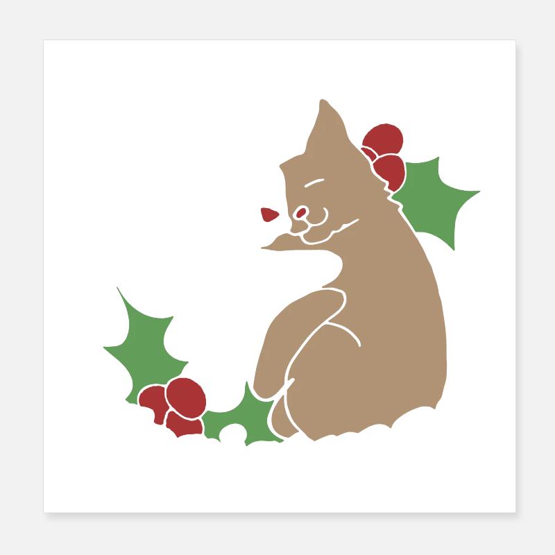 Meowy Weihnachtshemd - Poster 20x20 cm - Weiß