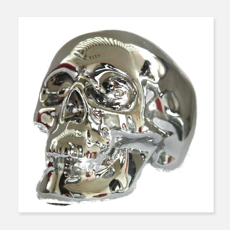 Silver skull Poster 8" x 8" (20x20 cm)