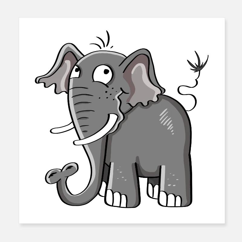 Little Gray Elephant I Elephant Comic Gift Poster 8" x 8" (20x20 cm)