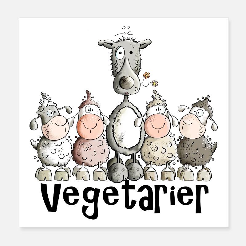 Vegetarier Wolf - Poster 20x20 cm - Weiß