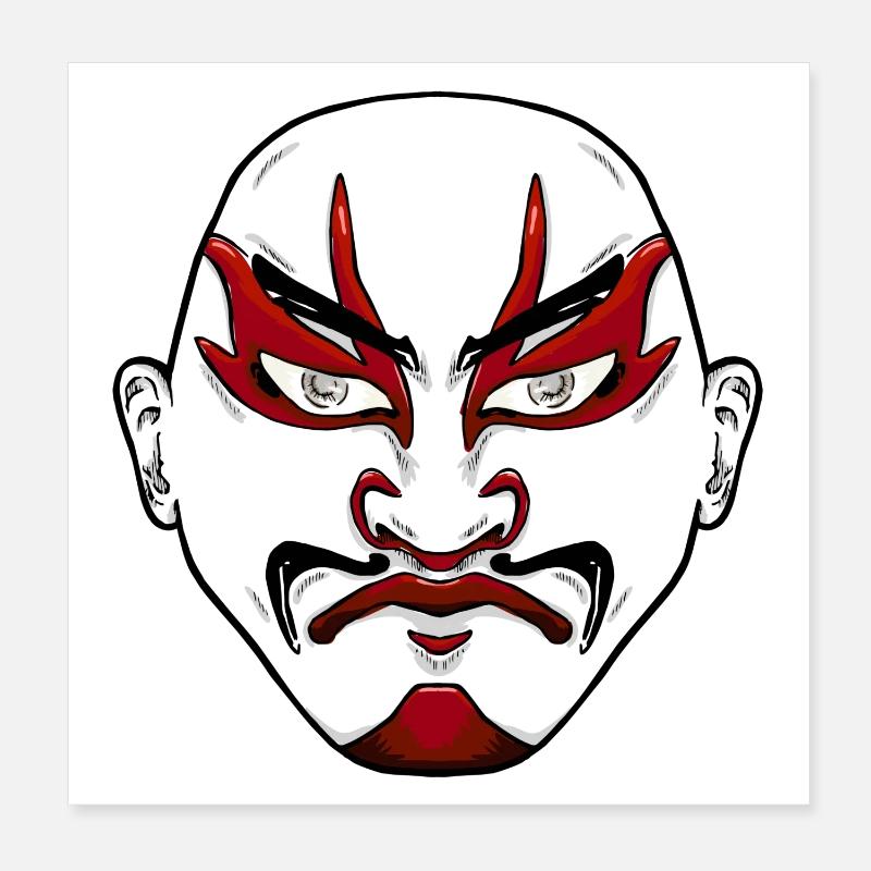 Visage de kabuki japonais Poster 20 x 20 cm