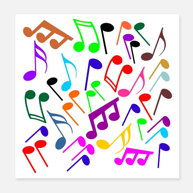 Notes de musique en version entrecroisée de couleurs Poster 20 x 20 cm