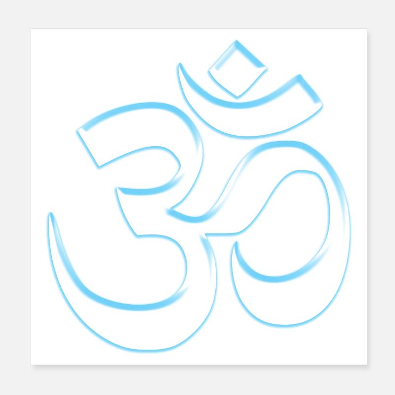 Bouddhisme cool signe Om bleu voir à travers Poster 20 x 20 cm