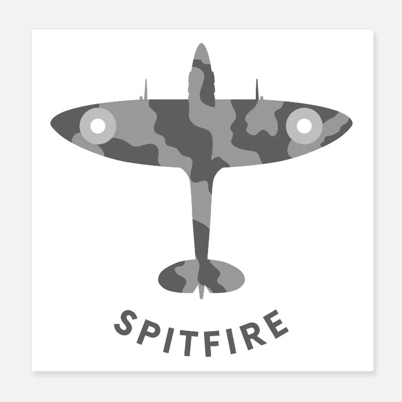 Avion de chasse de Spitfire Poster 20 x 20 cm