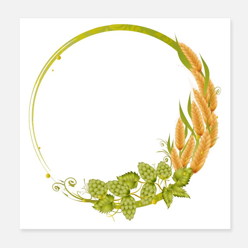 green hops and cereals frame Poster 8" x 8" (20x20 cm)
