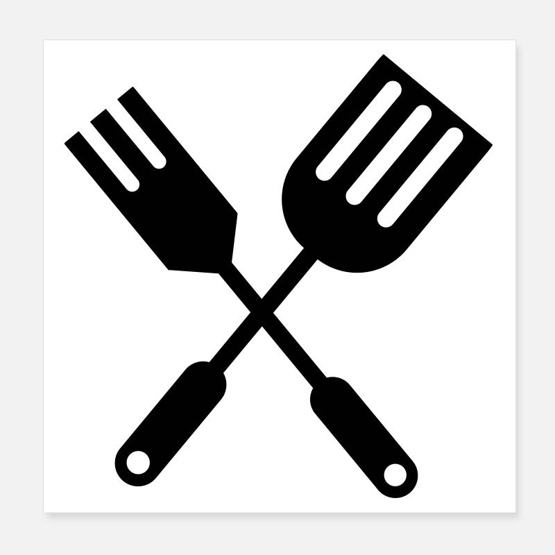 BBQ Küchenbesteck Poster 20x20 cm