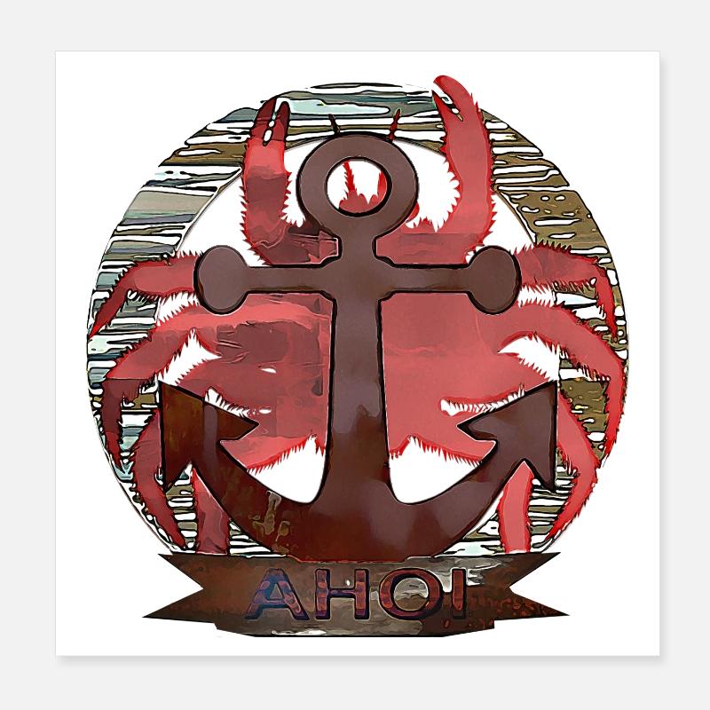 Maritime Crab - Poster 8" x 8" (20x20 cm) - white