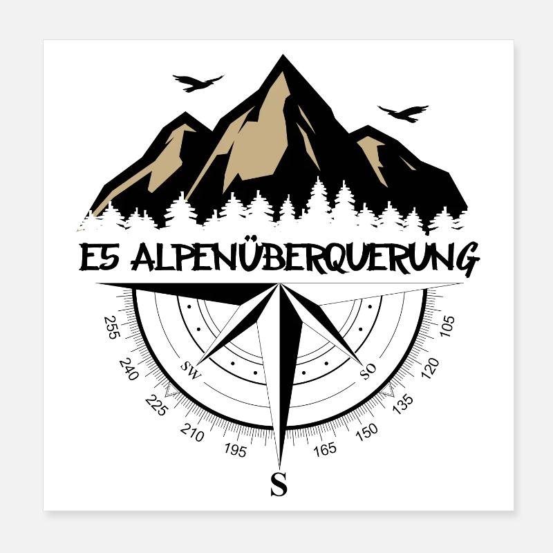 E5 Alpenüberquerung Poster 20x20 cm