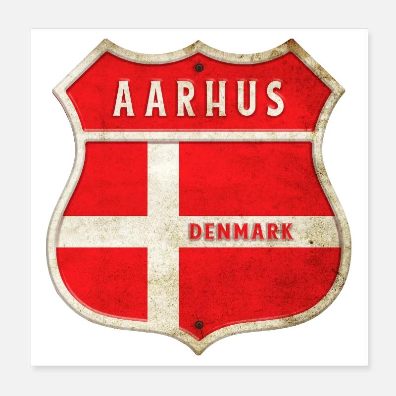 Aarhus Denmark Coat of Arms Flags Design Poster 8" x 8" (20x20 cm)