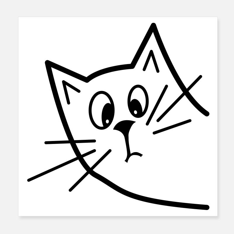 Chat curieux mignon - Design minimaliste Poster 20 x 20 cm