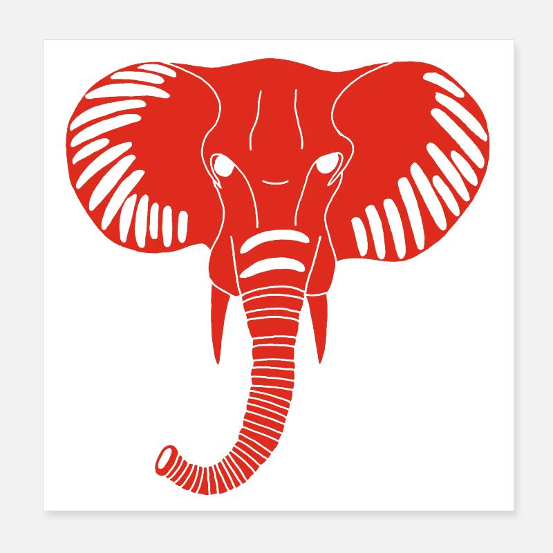 Red elephant head Poster 8" x 8" (20x20 cm)
