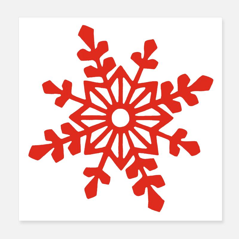 Flocon de neige rouge Poster 20 x 20 cm