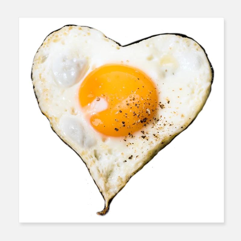 baked egg my love, heart fried egg, fried egg Poster 8" x 8" (20x20 cm)