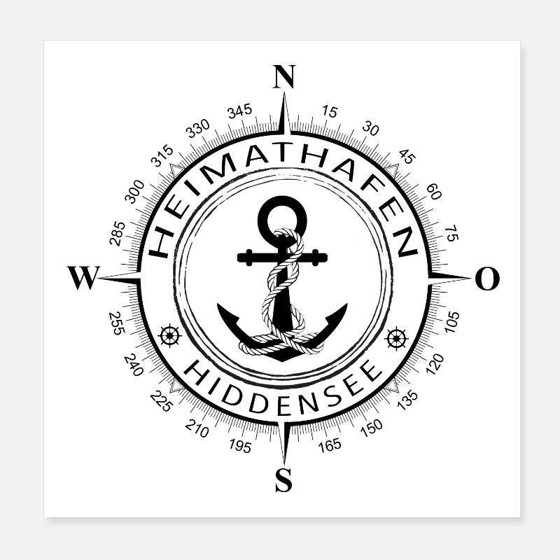 Heimathafen Hiddensee Poster 20x20 cm