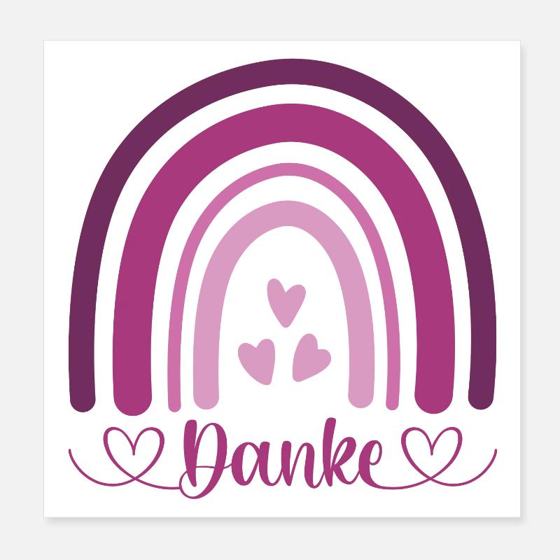 Danke Regenbogen - Poster 20x20 cm - Weiß