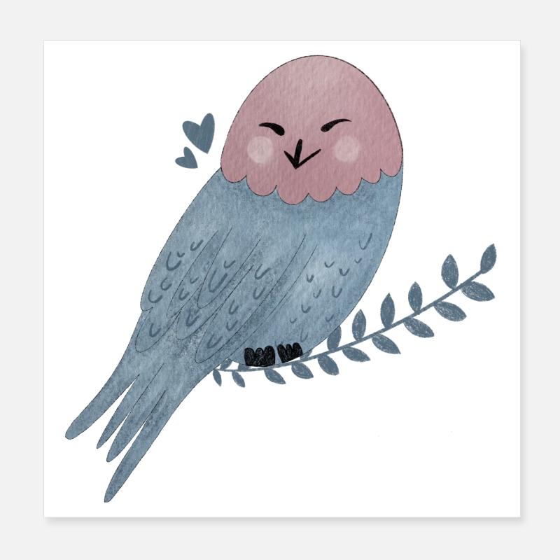 Schneeeule Illustration Poster 20x20 cm