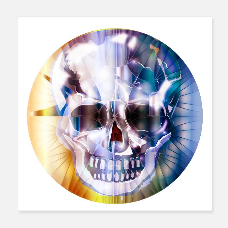 extravaganter Totenkopf in bunt schimmernder Farbe Poster 20x20 cm