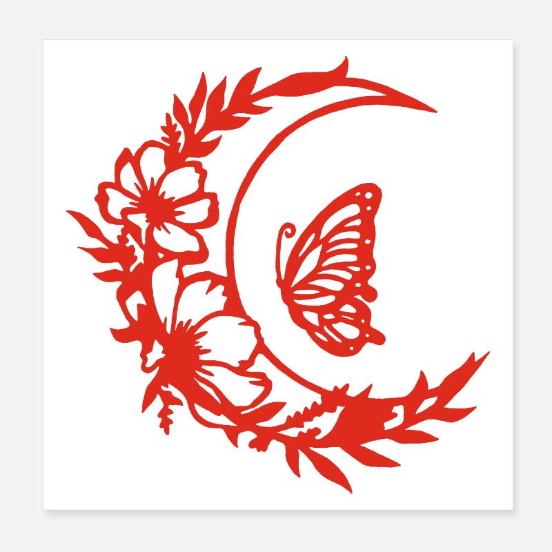Mondblumen (rot) Poster 20x20 cm