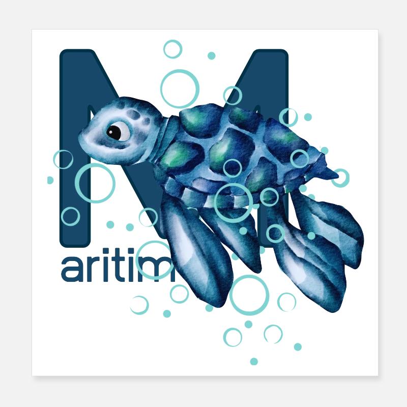 Tortue maritime Poster 20 x 20 cm