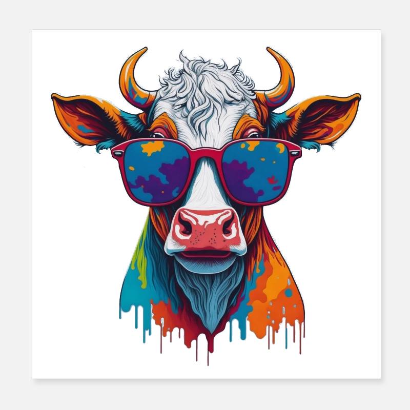 cool cow Poster 8" x 8" (20x20 cm)