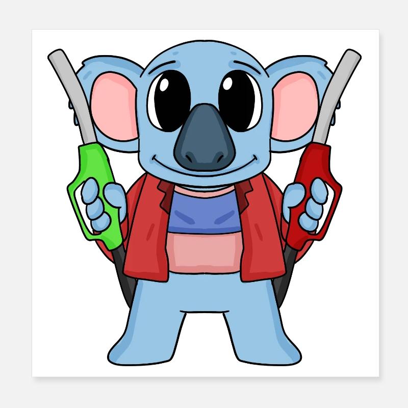 Gas station attendant Koala gas station Poster 8" x 8" (20x20 cm)