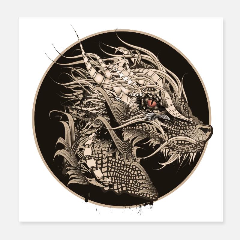 artfully designed mystical dragon patch Poster 8" x 8" (20x20 cm)