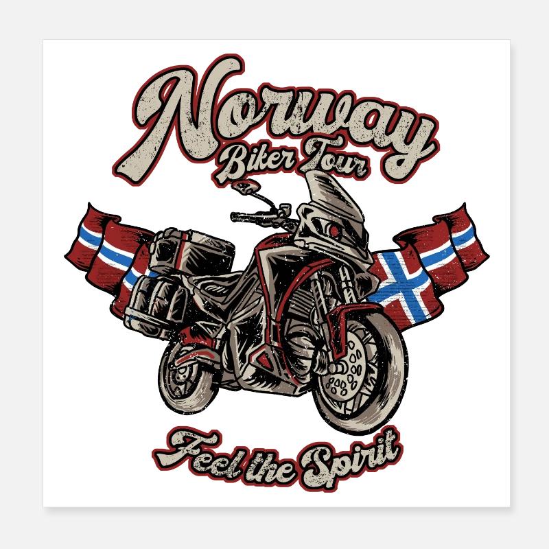 NORVÈGE - Biker Tour - léger Poster 20 x 20 cm
