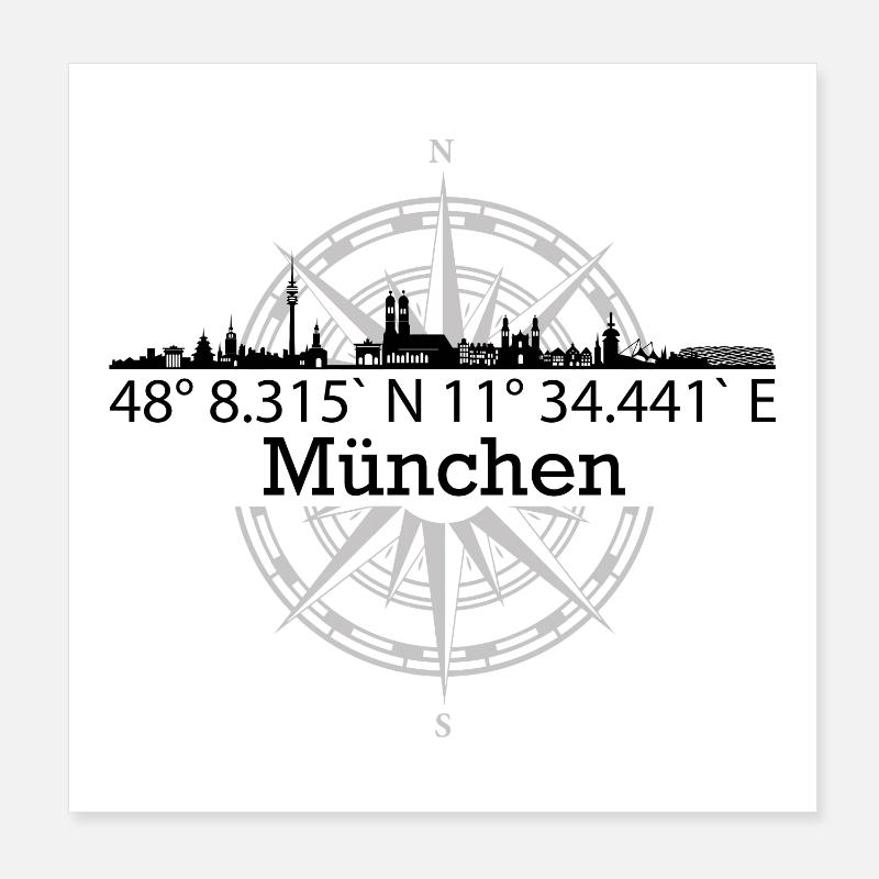Skyline München Poster 20x20 cm