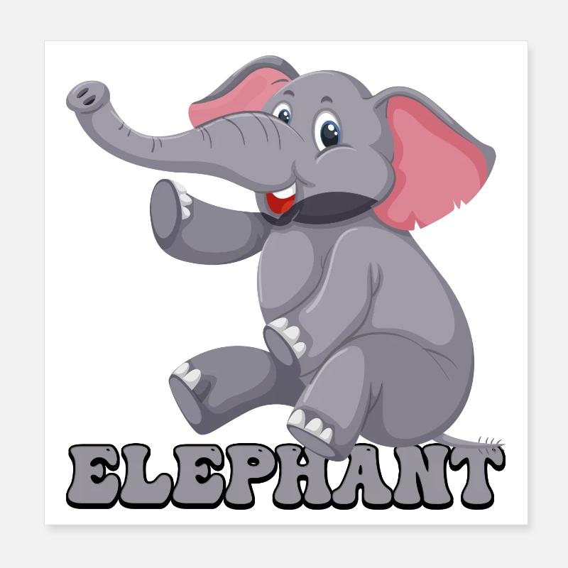Parade ludique d’éléphants Poster 20 x 20 cm