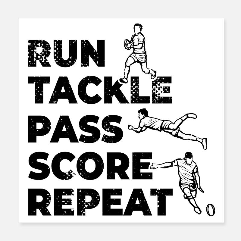 Run Tackle Pass Score Repeat Poster 20x20 cm