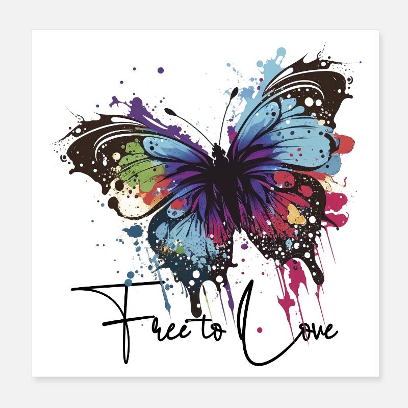 Rainbow Butterfly Splash libre d’aimer Poster 20 x 20 cm