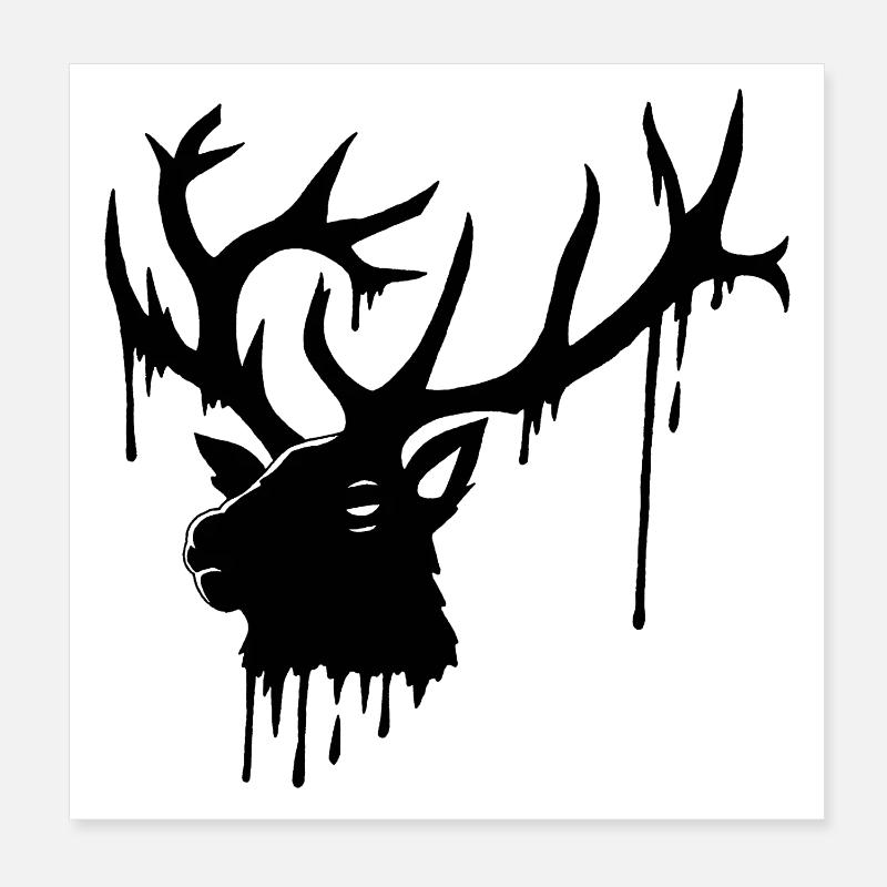 Düsterer Hirsch Poster 20x20 cm