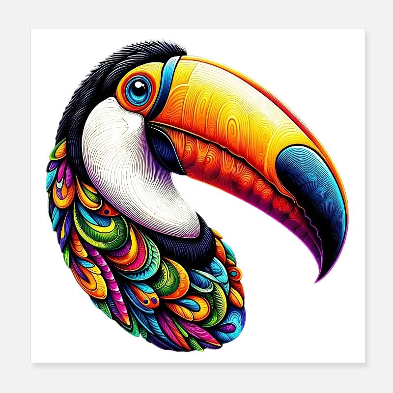 Toucan - Poster 20 x 20 cm - blanc