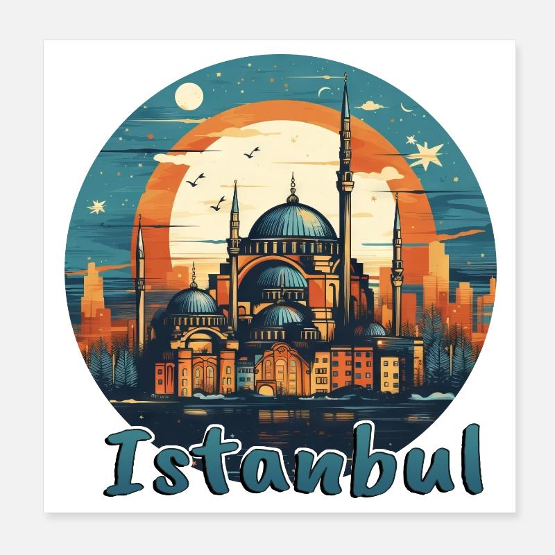 Istanbul Turkey Mosque Architecture Poster 8" x 8" (20x20 cm)
