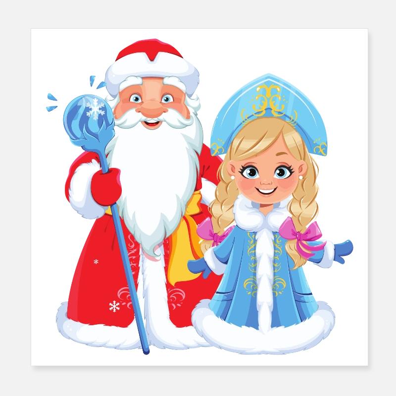 Ded Moroz Snegurotschka russischer Weihnachtsmann Poster 20x20 cm