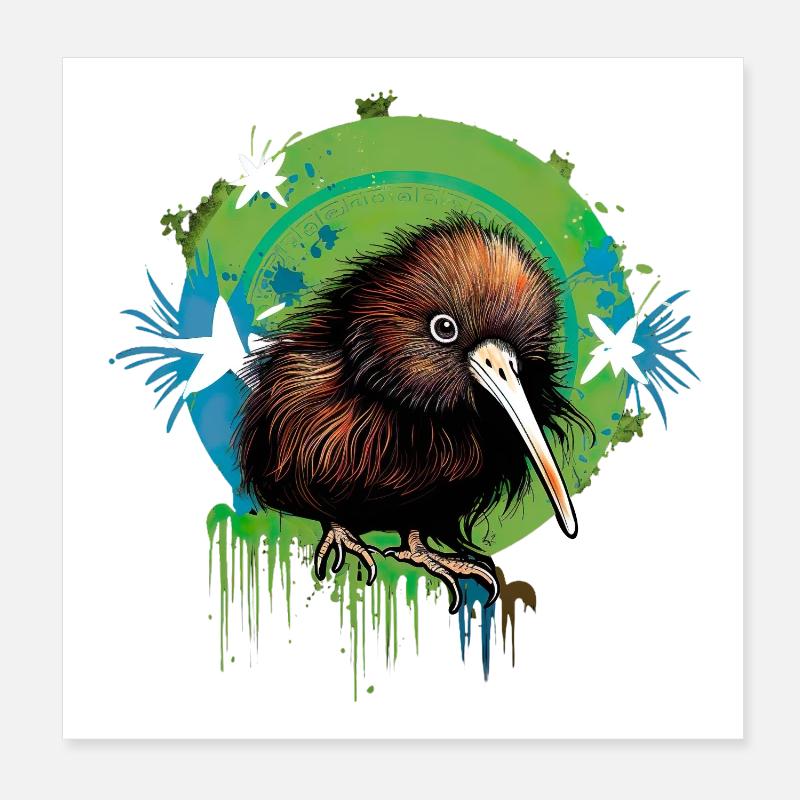 Kiwi - Poster 20x20 cm - Weiß